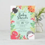 Invitation Baby shower animal marin mou (Debout devant)