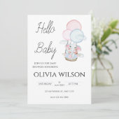 Invitation Baby shower animal minimal blanc gratuit (Debout devant)