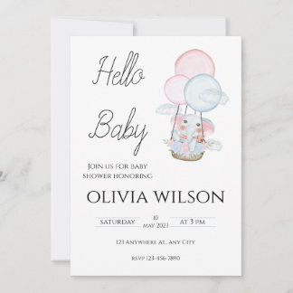 Invitation Baby shower animal minimal blanc gratuit