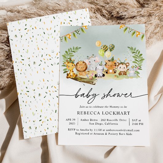 Invitation Baby shower animal moderne Safari Boy