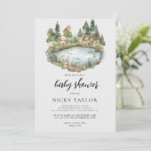 Invitation Baby shower animal mou de la forêt forestière (Debout devant)