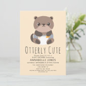 Invitation Baby shower animal Otter Otter Otter (Debout devant)