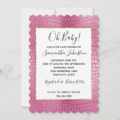 Invitation Baby shower animal rose Faux Alligator (Devant)