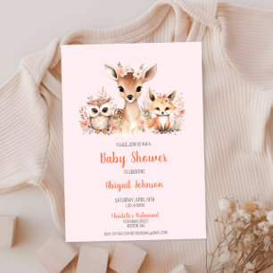 Invitation Baby shower animal rose floral