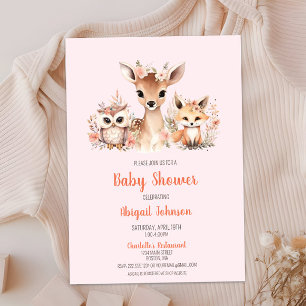 Invitation Baby shower animal rose floral