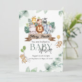 Invitation Baby shower animal Safari (Debout devant)