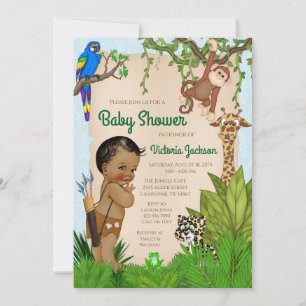 Invitation Baby shower animal Safari garçon