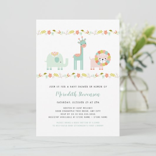 Invitation Baby shower animal sauvage de Boho neutre invitati (Debout devant)