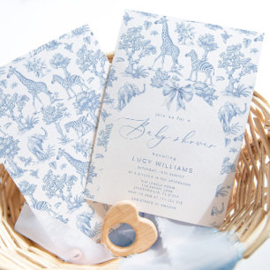 Invitation Baby shower animal Toile de Jouy Safari