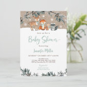 Invitation Baby shower animalier hivernal neige (Debout devant)