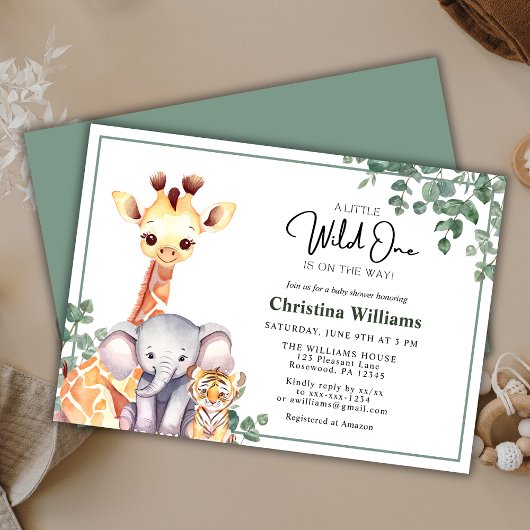 Invitation Baby shower animalier Little Wild One