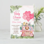 Invitation Baby shower animalier rose Safari (Debout devant)
