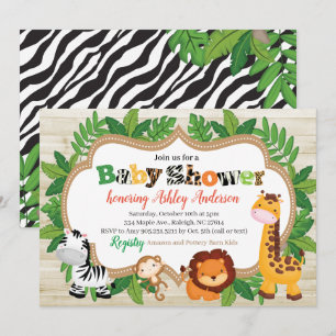 Invitation Baby shower animalier Safari Jungle