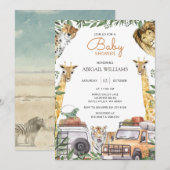 Invitation Baby shower animalier sauvage de Caravan (Devant / Derrière)