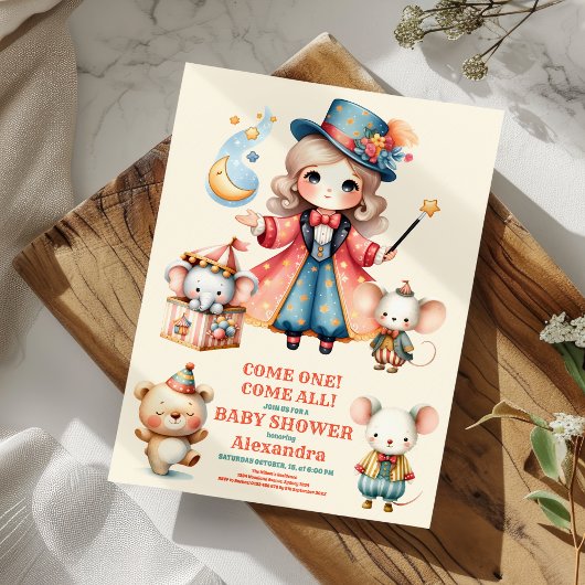 Invitation Baby shower animaliers de cirque