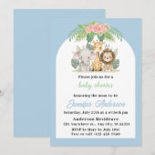 Invitation Baby shower animaliers Safari Garçon (Devant / Derrière)