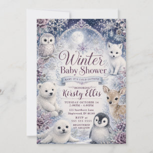 Invitation Baby Shower Animaux Arctiques d'Hiver