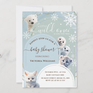 Invitation Baby Shower Animaux Arctiques Hiver Neige