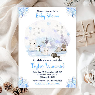 Invitation Baby Shower Animaux Arctiques Merveilleux Hiver