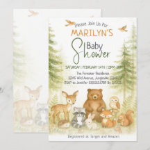 Baby Shower Animaux de Bébé de la Forêt Mignons en