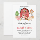 Invitation Baby Shower Animaux de la Ferme (Devant / Derrière)