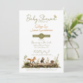 Invitation Baby-Shower Animaux de la Forêt (Debout devant)