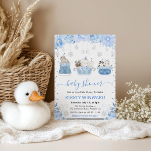 Invitation Baby Shower Animaux de la Forêt en Hiver