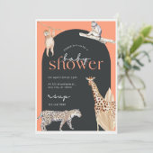 Invitation Baby shower Animaux de la Jungle Safari modifiable (Debout devant)