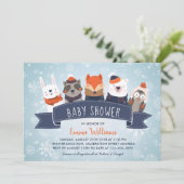 Invitation Baby shower Animaux d'hiver (Debout devant)