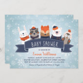 Invitation Baby shower Animaux d'hiver (Devant / Derrière)