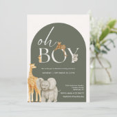 Invitation Baby Shower Animaux Mignons de la Jungl (Debout devant)