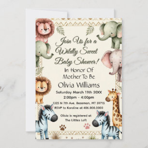 Invitation Baby Shower Animaux Mignons de Safari