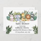 invitation baby shower, animaux, safari (Devant / Derrière)