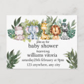invitation baby shower, animaux, safari (Devant)