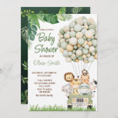 Invitation Baby shower Animaux Safari mignons (Devant / Derrière)