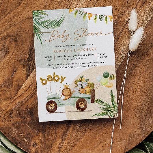 Invitation Baby shower Animaux Safari mignons