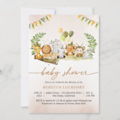 Invitation Baby shower Animaux Safari mignons (Devant)
