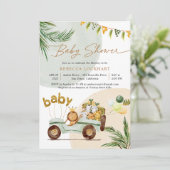 Invitation Baby shower Animaux Safari mignons (Debout devant)