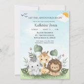 Invitation Baby shower Animaux Safari mignons (Devant)
