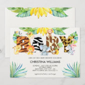 Invitation Baby shower Animaux Safari mignons (Devant / Derrière)