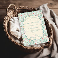 Baby-Shower Antique à Fleurs en Bordure Ondulée