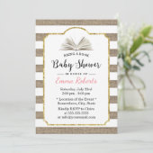 Invitation Baby shower Apporter une demande de livre Burlap S (Debout devant)