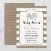 Invitation Baby shower Apporter une demande de livre Burlap S (Devant / Derrière)