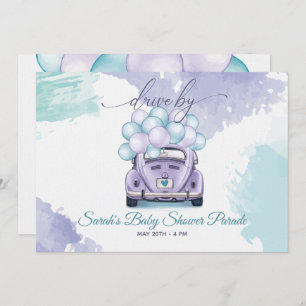 Invitation Baby shower Aqua et Lilac Surprise Drive