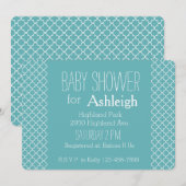 Invitation Baby shower Aqua White Quatrefoil (Devant / Derrière)