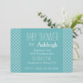 Invitation Baby shower Aqua White Quatrefoil (Debout devant)