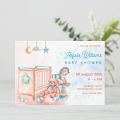 Invitation Baby shower aquarelle (Debout devant)