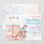 Invitation Baby shower aquarelle (Devant / Derrière)