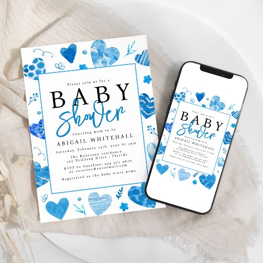 Invitation Baby shower Aquarelle