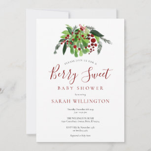 Invitation Baby Shower aquarelle aux fruits rouges sucrés